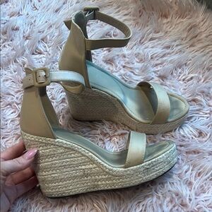 SHEIN Cream Espadrille Wedges with Ankle Strap